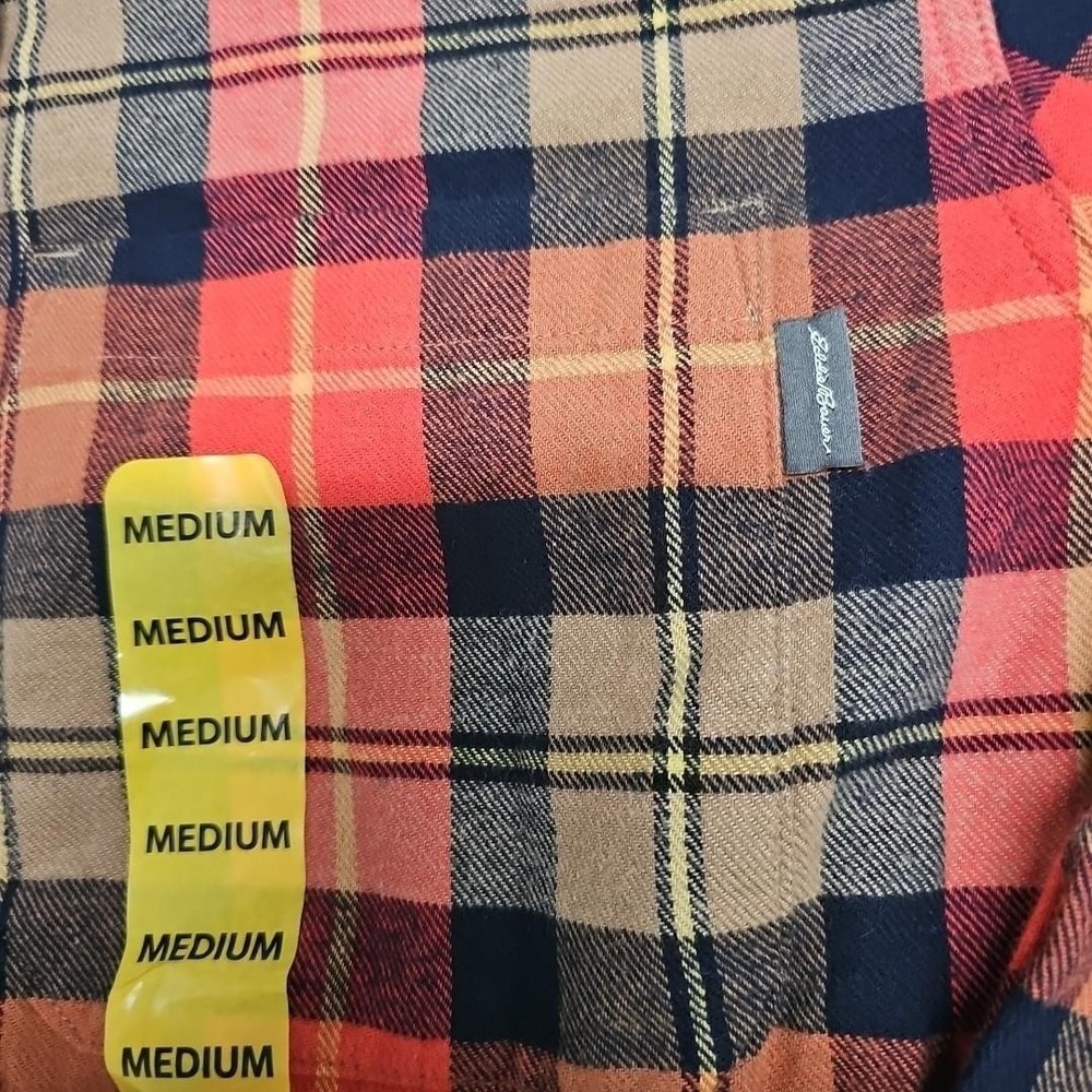 Eddie Bauer Shirt Mens M Colorful Fall Plaid Bristol Flannel Button Up NEW $75 - Picture 3 of 10